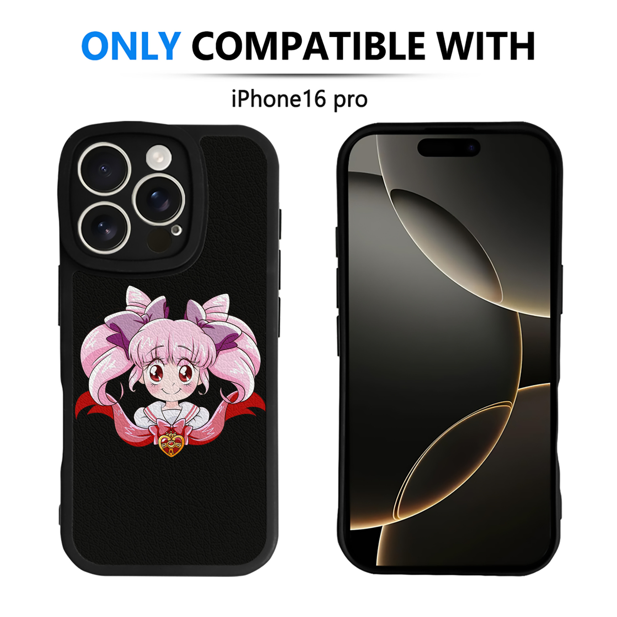 （画像用） 美少女戦士セーラームーン ちびうさ Sailor Moon Chibiusa Tsukino Usagi Small Lady Serenity 【iPhone 16シリーズ対応】シリコンスマホケース（レザー調） 材質：シリコン